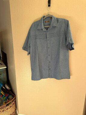 Café Luna Mens Blue Short Sleeve Button-Up Shirt L Lightweight Casual Wear